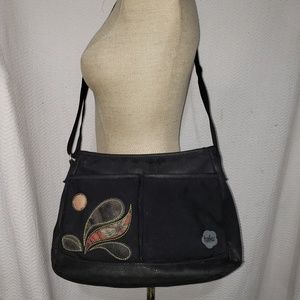 Haiki Black Vegan Pebble Leather Crossbody Bag